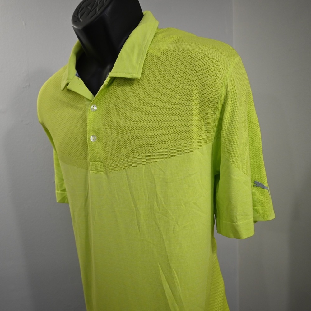 PUMA Golf Polo Mens Size XL Yellow DryCell‎ Performance Wicking Short Sleeve